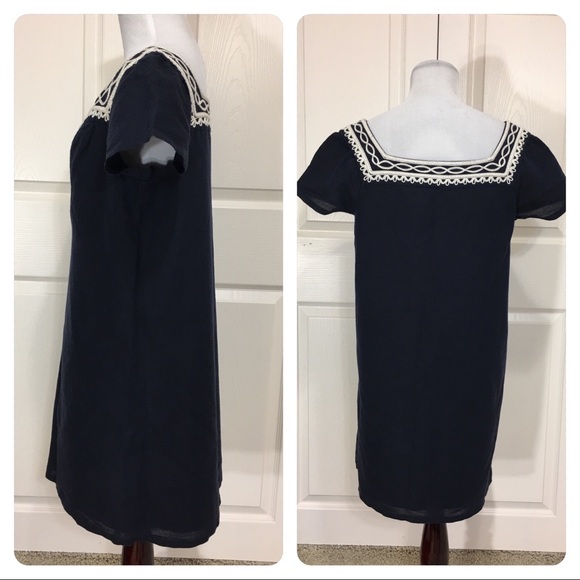 Milly linen/cotton navy shift - Picture 2 of 5